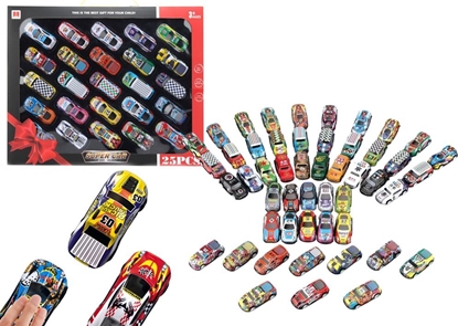 Изображение LeanToys Zestaw Resoraków Autka Samochody Z Napdem Kolorowe 25 Sztuk