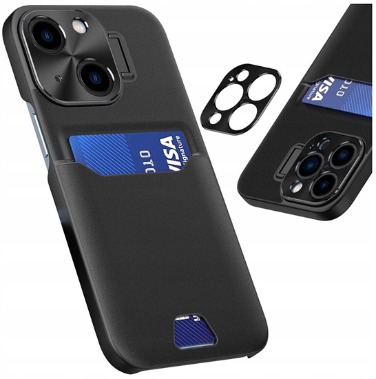 Изображение Leather Stand Case etui Samsung Galaxy S23+ pokrowiec portfel na kart z podstawk czarne