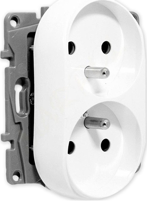 Picture of Legrand Niloe gniazdo podwójne z uziemieniem bez przeson 2x2P+Z do ramki biae (764562)