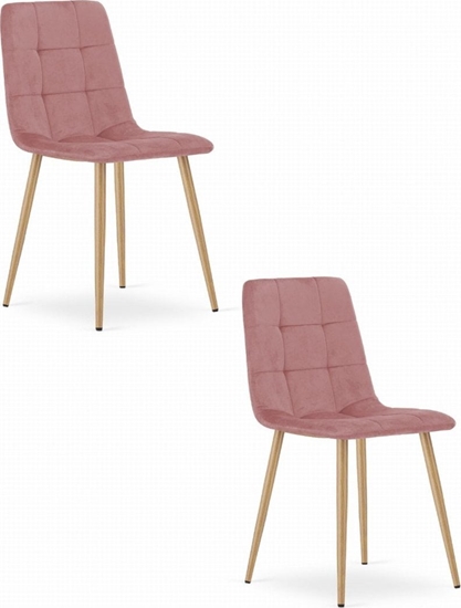 Изображение Leobert Krzeso KARA - róowy aksamit / nogi kolor drewna x 2