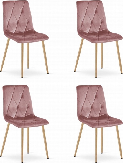 Picture of Leobert Krzeso LIBRA - róowy aksamit / nogi kolor drewna x 4