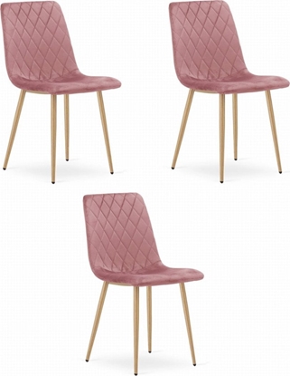 Изображение Leobert Krzeso TURIN - róowy aksamit / nogi kolor drewna x 3