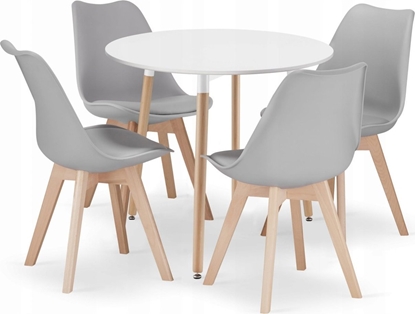 Picture of Leobert Zestaw stó okrgy KAMI 80 biay + 4 krzesa MARK szare