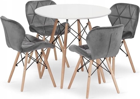Picture of Leobert Zestaw stó okrgy TODI  80cm biay + 4 krzesa LAGO szare