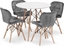 Изображение Leobert Zestaw stó okrgy TODI  80cm biay + 4 krzesa LAGO szare