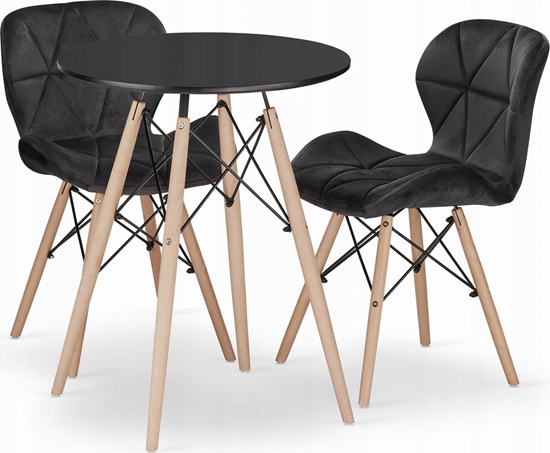 Picture of Leobert Zestaw stó okrgy TODI 60 czarny + 2 krzesa LAGO czarne