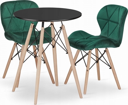 Picture of Leobert Zestaw stó okrgy TODI 60 czarny + 2 krzesa LAGO zielone