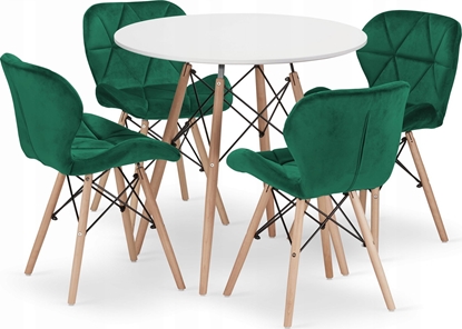 Picture of Leobert Zestaw stó okrgy TODI 80 biay + 4 krzesa LAGO zielone