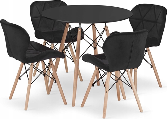Picture of Leobert Zestaw stó okrgy TODI 80 czarny + 4 krzesa LAGO czarne