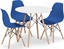Изображение Leobert Zestaw stó okrgy TODI 80cm biay + 3 krzesa OSAKA niebieskie