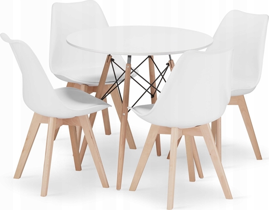 Picture of Leobert Zestaw stó okrgy TODI 80cm biay + 4 krzesa MARK biae