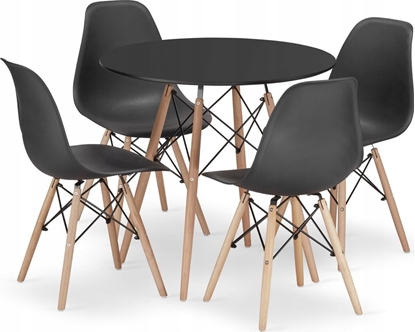 Picture of Leobert Zestaw stó okrgy TODI 80cm czarny + 4 krzesa OSAKA czarne