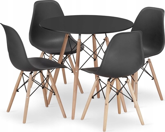 Picture of Leobert Zestaw stó okrgy TODI 80cm czarny + 4 krzesa OSAKA czarne