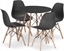 Изображение Leobert Zestaw stó okrgy TODI 80cm czarny + 4 krzesa OSAKA czarne