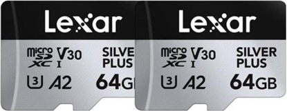 Picture of Karta Lexar Silver Plus MicroSDXC 64 GB + 64 GB Class 10 UHS-I/U3 A2 V30 (LMSSIPL064G-B2ANG)