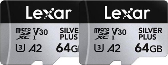 Picture of Karta Lexar Silver Plus MicroSDXC 64 GB + 64 GB Class 10 UHS-I/U3 A2 V30 (LMSSIPL064G-B2ANG)