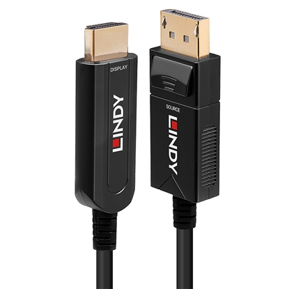 Attēls no Lindy 10m Fibre Optic Hybrid DP 1.2 to HDMI 18G Cable