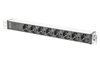 Picture of Digitus aluminum outlet strip with pre-fuse, 8 safety outlets, 2 m supply IEC C14 plug