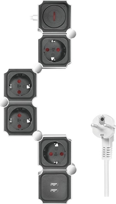 Изображение Listwa zasilajca LogiLink LogiLink 4 gniazda 1.5m czarno-biaa