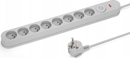 Attēls no Listwa zasilajca Montis przeciwprzepiciowa 8 gniazd 3 m szara (MT139-3)