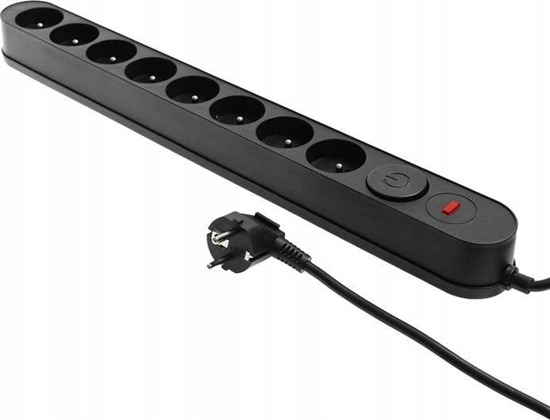 Изображение Listwa zasilajca Plastrol Plastrol Filtr W-00027 listwa zasilajca z ukadem przeciwprzepiciowym osiem gniazd, wcznik czarna