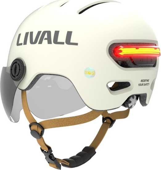 Изображение Livall Kask Miejski Livall L23 z Szybk Czujnikiem Upadku SOS i LED (L23-M-WHT)