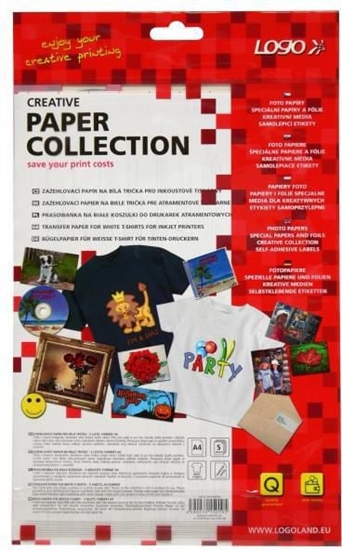 Изображение Logo Prasowanka, papier do biaej koszulki, biay, A4, 5 arkusza, do drukarek atramentowych, L (15019)