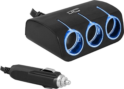 Attēls no LTC LTC Adapter CAR FIRE LED 3 gniazda + kabel, 120W, czarny.