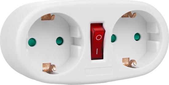 Изображение Maclean Gniazdko prdowe Maclean, rozganik z 2 gniazdami i wycznikiem, typu F, 2x16A, MCE338 F