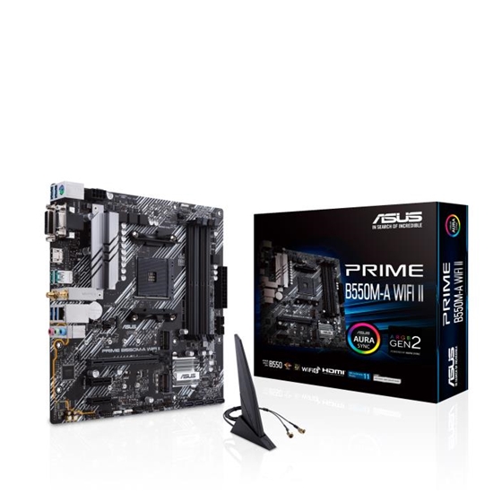 Изображение Mainboard|ASUS|AMD B550|SAM4|MicroATX|Memory DDR4|Memory slots 4|2xPCI-Express 3.0 1x|1xPCI-Express 4.0 16x|2xM.2|1x15pin D-sub|1xDVI-D|1xHDMI|2xAudio-In|1xAudio-Out|6xUSB 3.2|1xPS/2|1xRJ45|PRIMEB550M-AWIFIII