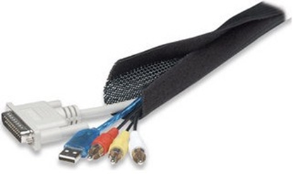 Picture of Manhattan FlexWrap Cable Tidy, 1.8m, Black, Tidies up and helps protect multiple cables, Easy open sides, Lifetime Warranty, Blister