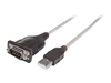 Picture of Manhattan USB-A to Serial Converter cable, 45cm, Male to Male, Serial/RS232/COM/DB9, FTDI FT232RL Chip, Equivalent to Startech ICUSB2321F, Black/Silver cable, Three Years Warranty, Polybag