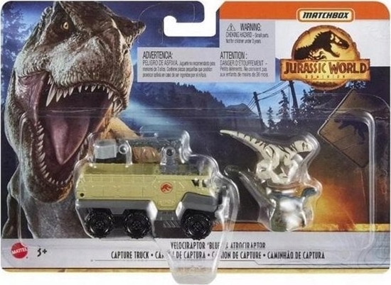 Изображение Mattel Matchbox Jurassic World Transporter z Welociraptorem