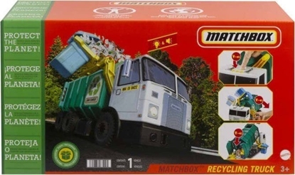Изображение Kosz na mieci Mattel Matchbox dua mieciarka do recyklingu wiato/dwik + kosz na mieci
