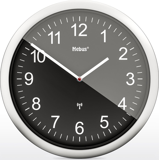 Изображение Mebus 19812 radio wall clock black/silver