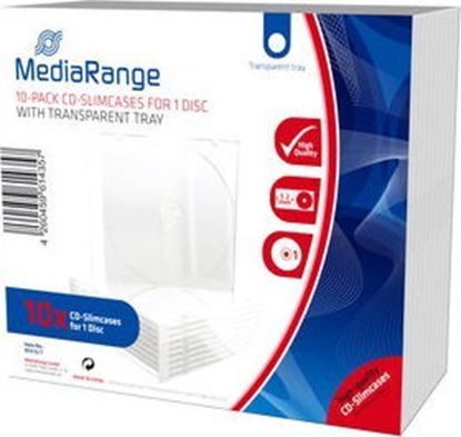 Attēls no Mediarange CD-Leerhülle schmal für 2 Dics 5.2mm transpa. 10x