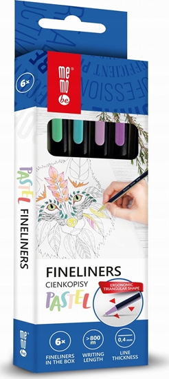 Изображение MemoBe Cienkopisy pastel 0,4mm 6 kolorów MemoBe