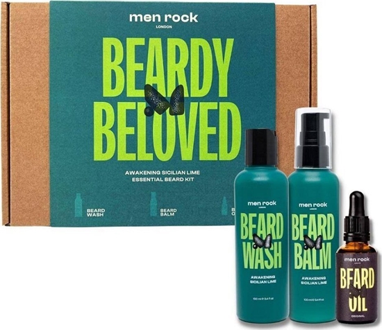 Изображение MenRock Beardy Beloved Awakening Sicilian Lime zestaw szampon do brody 100ml + balsam do brody 100ml + olejek do brody 30ml