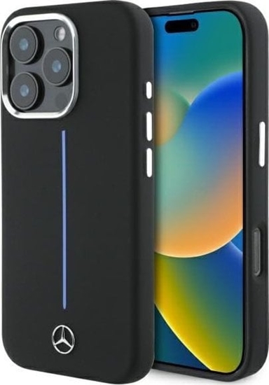 Picture of Mercedes Mercedes MEHMP16L23SUMBK iPhone 16 Pro 6.3" czarny/black hardcase Silicone Blue Stripe MagSafe