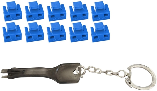 Picture of Microconnect MC-RJ45PORTBLOCK-B bloker portów Klucz blokady portu RJ-45 Czarny, Niebieski 10 szt.
