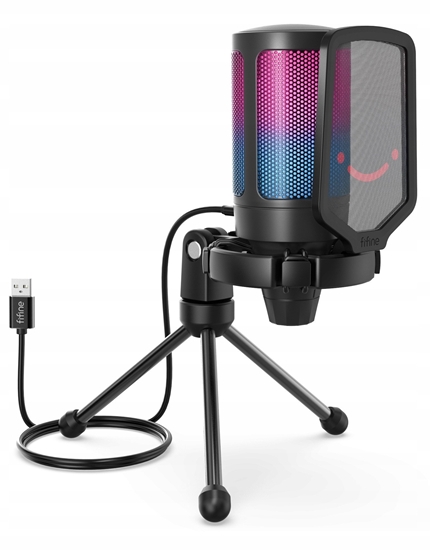 Picture of Mikrofon pojemnociowy studyjny Fifine A6V AMPLIGAME RGB gla graczy