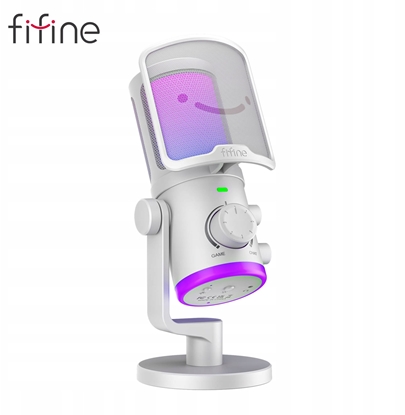 Picture of Mikrofon pojemnociowy studyjny FIFINE AM6W z TUMIENIEM SZUMÓW RGB