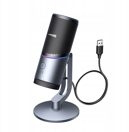 Изображение Mikrofon Ugreen CM769 na biurko, z USB-A, RGB LED - srebrny