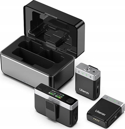 Attēls no Mikrofon Ulanzi 2x Mikrofon Bezprzewodowy Krawatowy do Telefonu Aparatu Kamery / Pami 8GB / Zasig 100m / Ulanzi AM-18