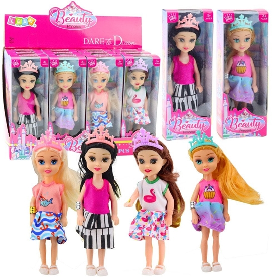Picture of Mini Laleczka Ksiniczka Z Koron Kolorowa Sukienka 14cm Mix LEAN TOYS