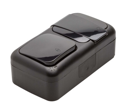 Picture of Mitrumdrošs IP54 Pārslēdzis + kontaktligzda [rozete] ar zemējumu melna