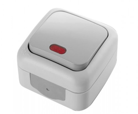 Picture of Mitrumdrošs IP54 Viena pola elektrības slēdzis ar indikatoru