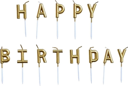 Attēls no MK TRADE wieczki urodzinowe Happy Birthday metaliczne zote