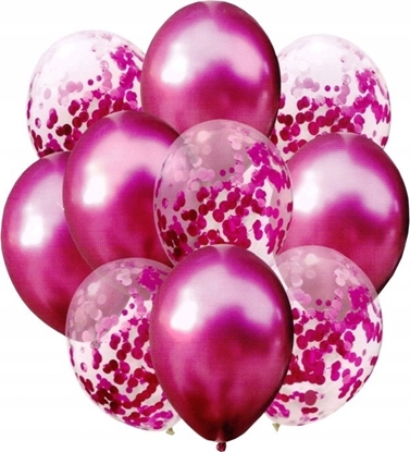 Attēls no MK TRADE Zestaw balonów bordo z konfetti 33cm 10szt BSC-693