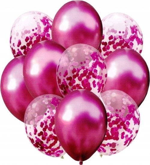 Picture of MK TRADE Zestaw balonów bordo z konfetti 33cm 10szt BSC-693